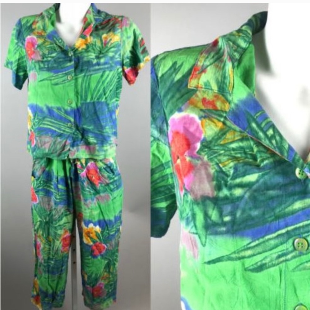 Vintage Jams World W712 Tropics Blouse Pants Small